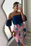 Vestido combinado midi