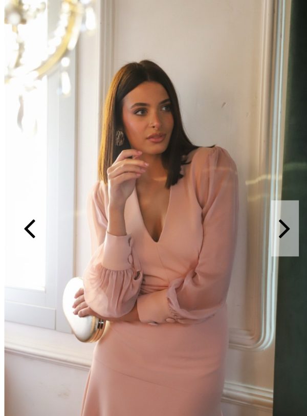 Vestido midi manga gasa