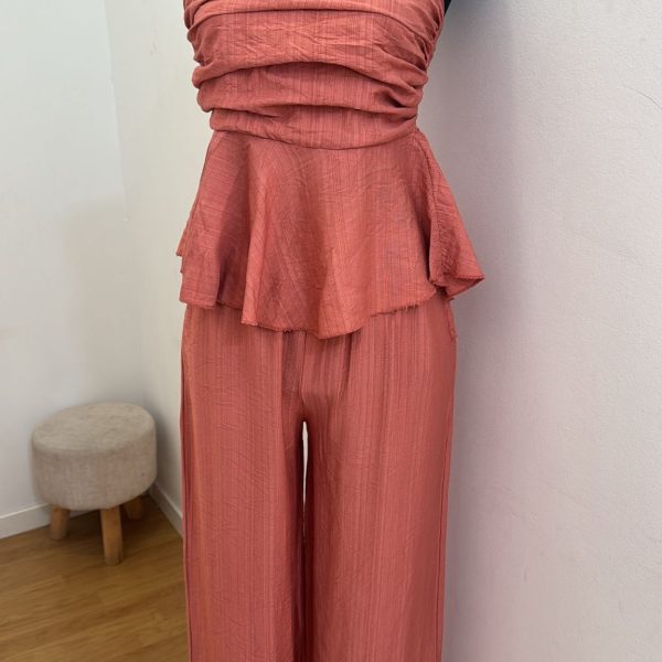 Conjunto peplum coral