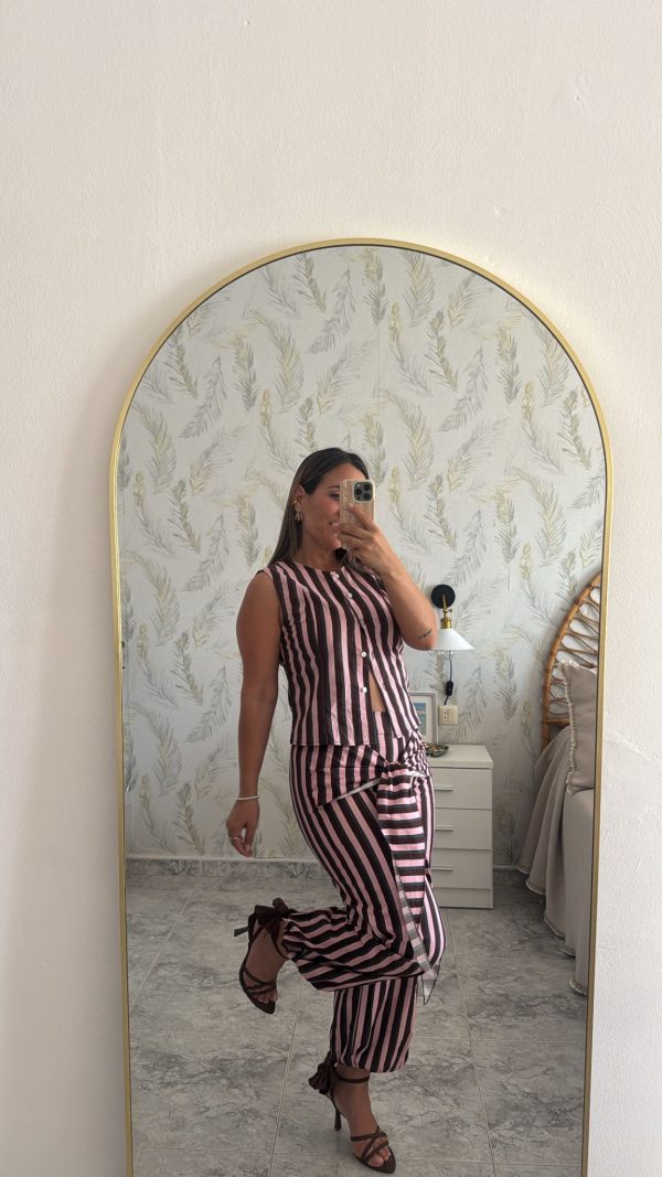 Pantalón rayas lazada