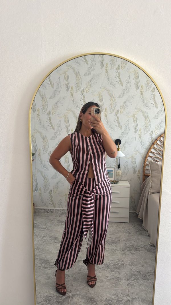 Pantalón rayas lazada