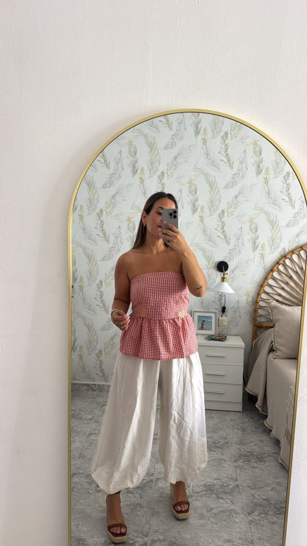 Pantalón lazada blanco