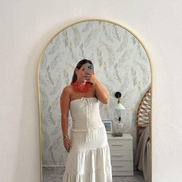 Vestido lino beige