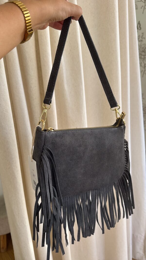 Bolso flecos gris