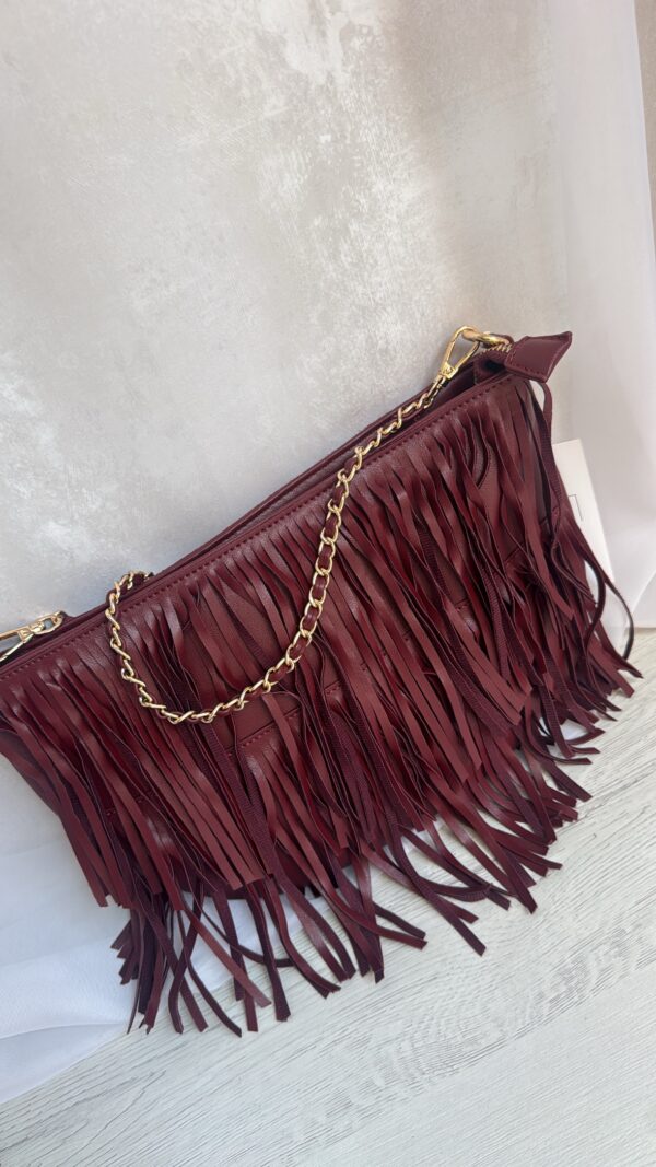 Bolso flecos Burdeos