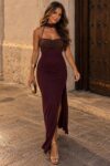 Vestido bicolor berenjena